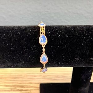 Gold and Blue Teardrop Bracelet